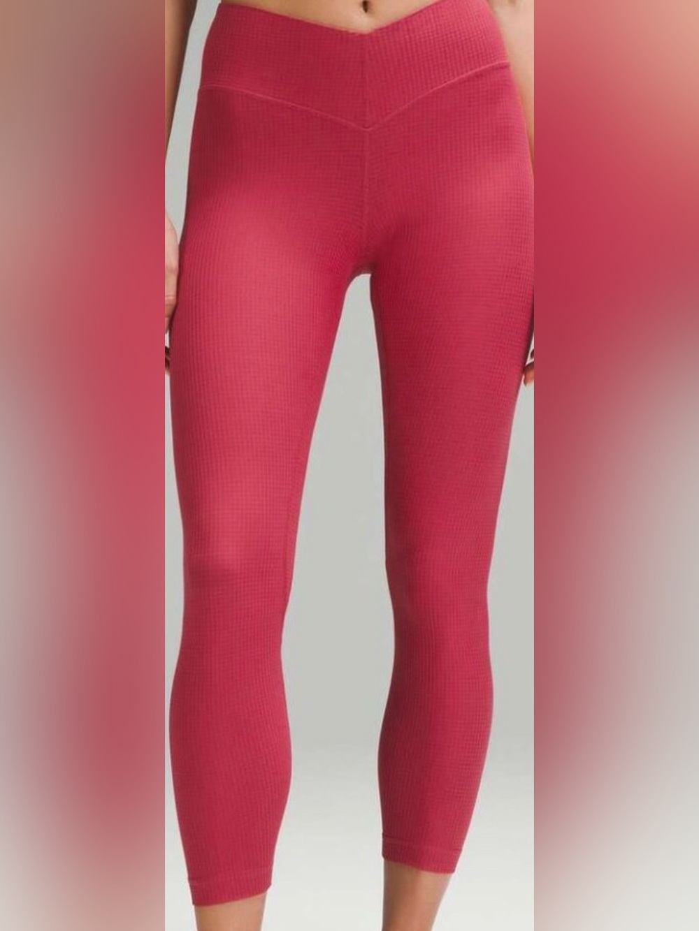 lululemon V-waist yoga tight with grid texture - Coral